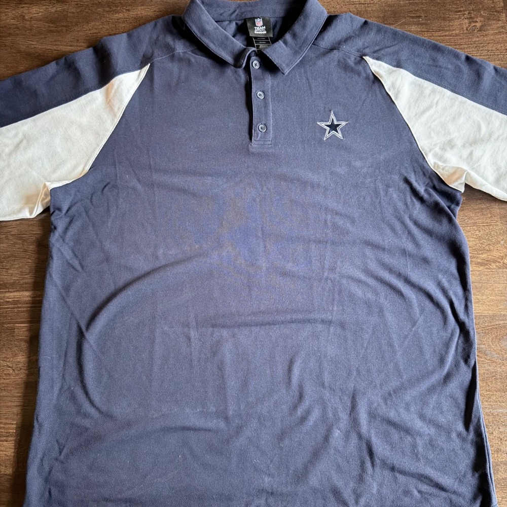 Vintage Reebok NFL Dallas Cowboys Polo Shirt Mens XL Navy Blue White Embroidered - Picture 2 of 5